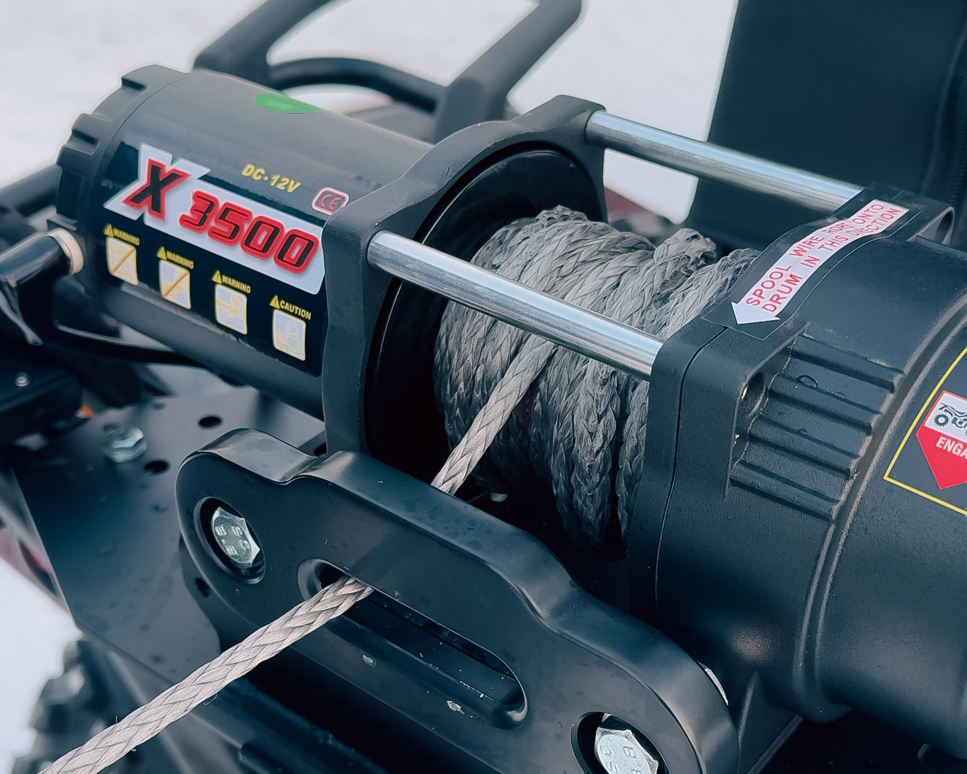 Närbild på vinschtrumma som visar lager 1–4 och diameterns ökning