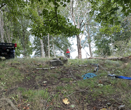 Närbild på vinschtrumma som visar lager 1–4 och diameterns ökning